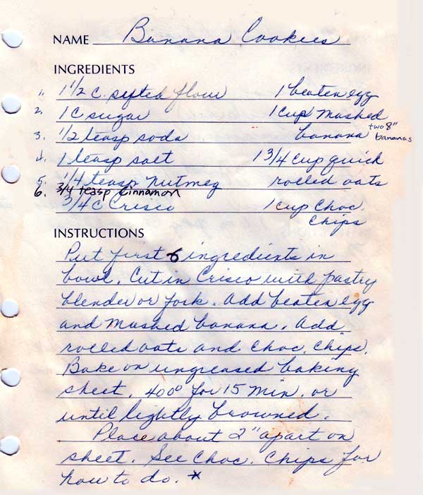 Banana Cookies with Chocolate Chips recipe