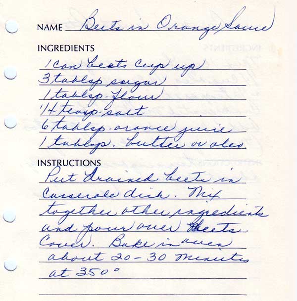 Beets in Orange Sauce recipe