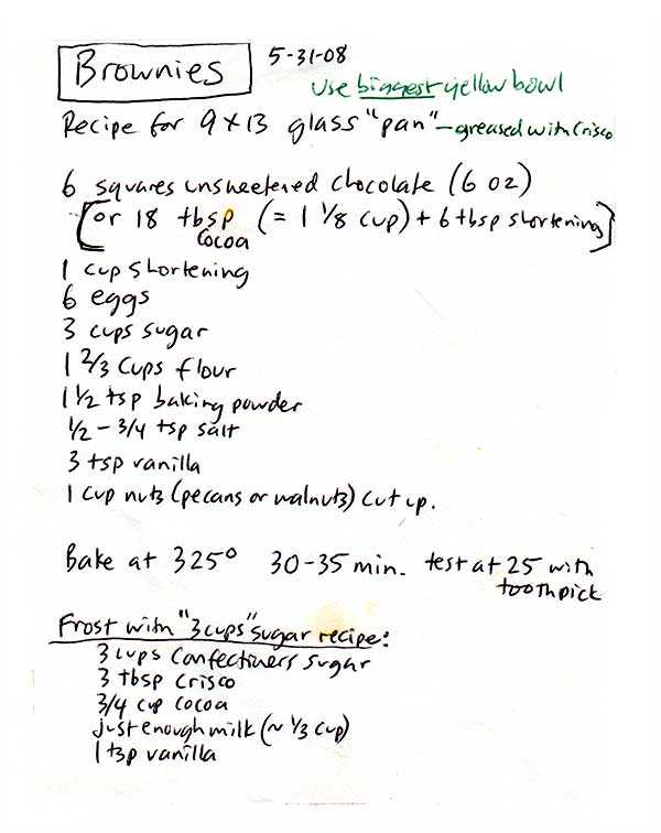 Brownies recipe, page 2