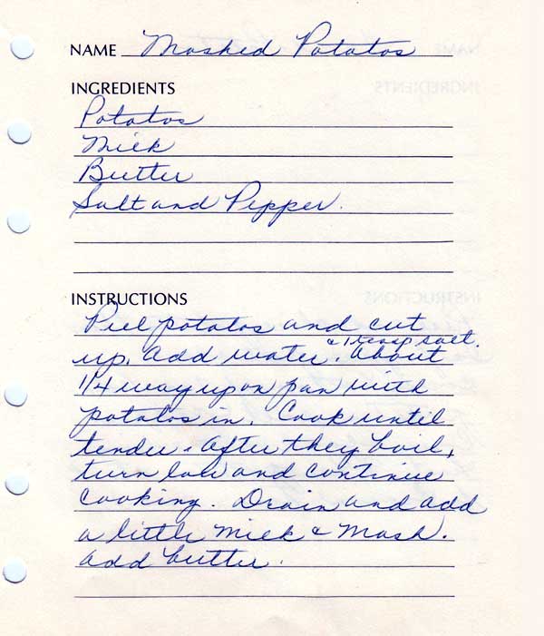 Mashed Potatoes recipe
