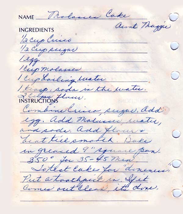 Molasses Cake recipe