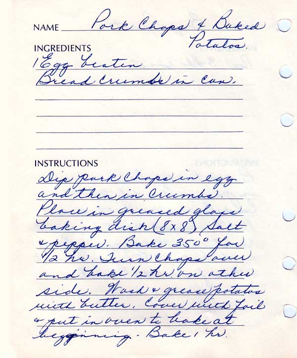 Pork Chops and Baked Potatoes recipe